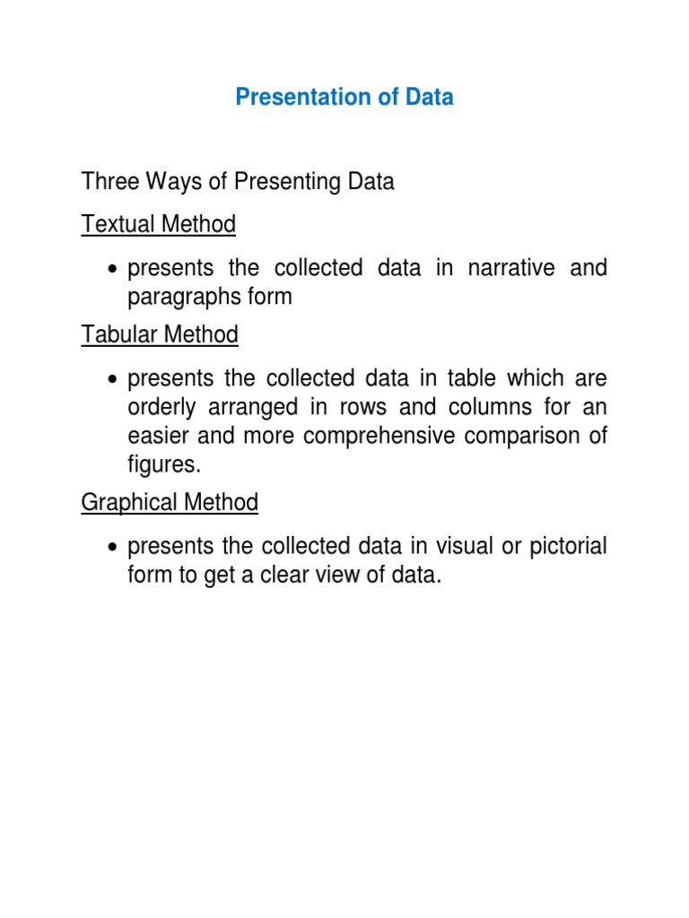 A Comprehensive Guide to Graphical Methods of Presenting Data | PDF ...