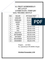 Jadwal Piket Bulanan Kebersihan