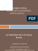 Autonomy of Central Bank