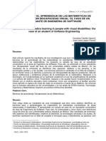 Barreras en El Aprendizaje de Las Matemáticas de Personas Con Discapacidad Visual: El Caso de Un Estudiante de Ingeniería de Software