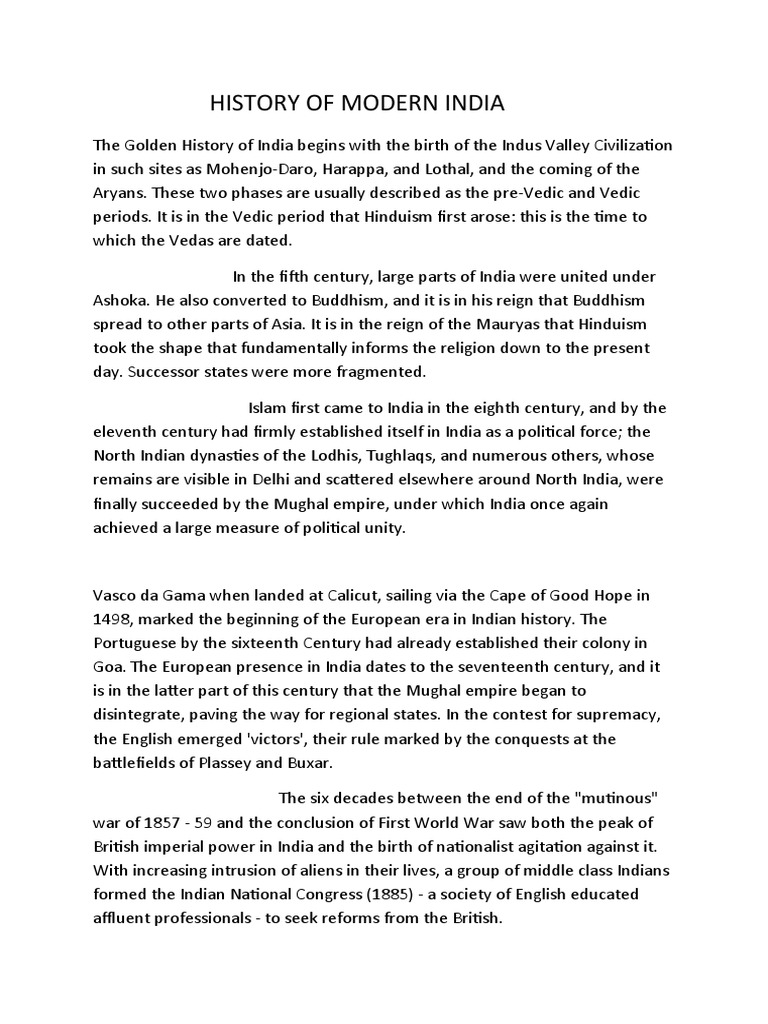 History of Modern India | PDF | British Raj | Partition Of India