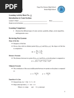 Pre-Calculus LAS 1 - Introduction To Conic Sections