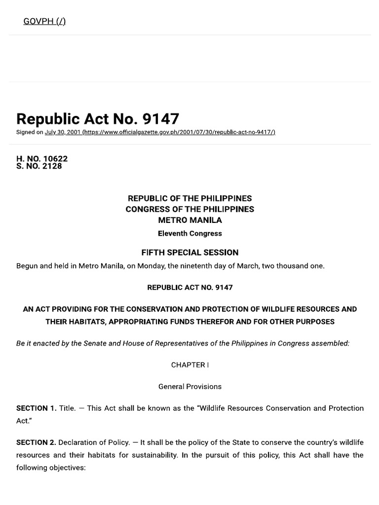 RA 9147 (Wildlife Act) | PDF