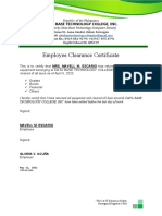 Clearance Certificate Teacher