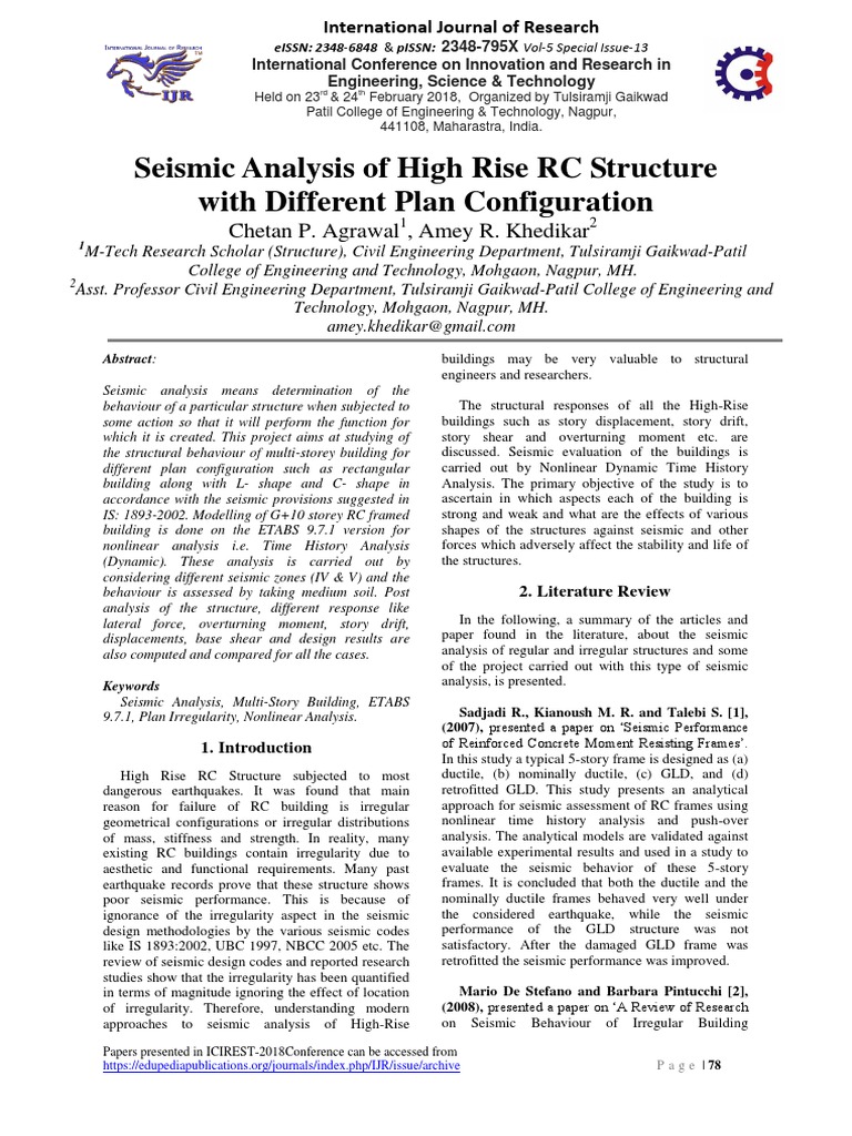 Seismic Analysis of High Rise RC Structure With Different Plan ...