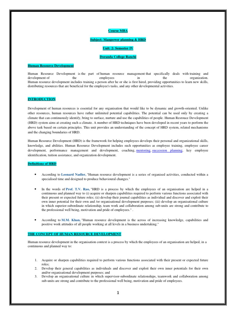 Unit2-Semester 4 - MPP & HRD | PDF | Human Resource Management | Human ...