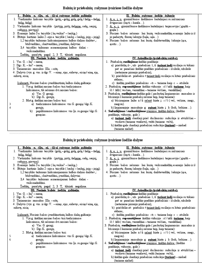 Balsiu Ir Priebalsiu Rasymas Ivairiose Zodzio Dalyse | PDF