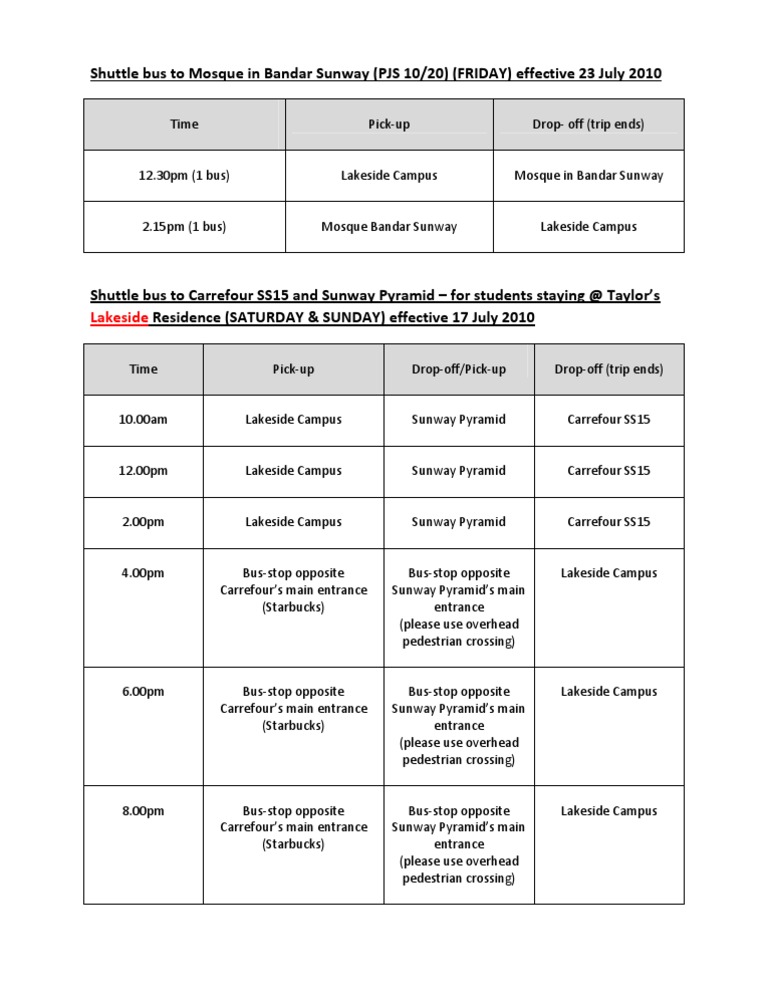 Additional Shuttle Service | PDF