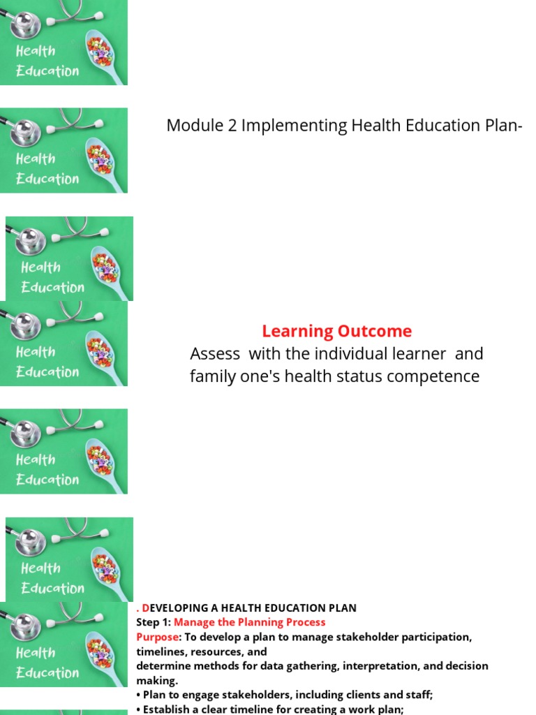 Health Education Plan Development Guide | PDF | Educational Assessment ...