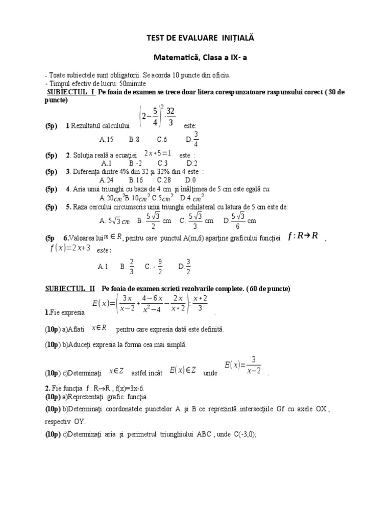 1 Test Initial Cl. Ixa. Si Barem | PDF