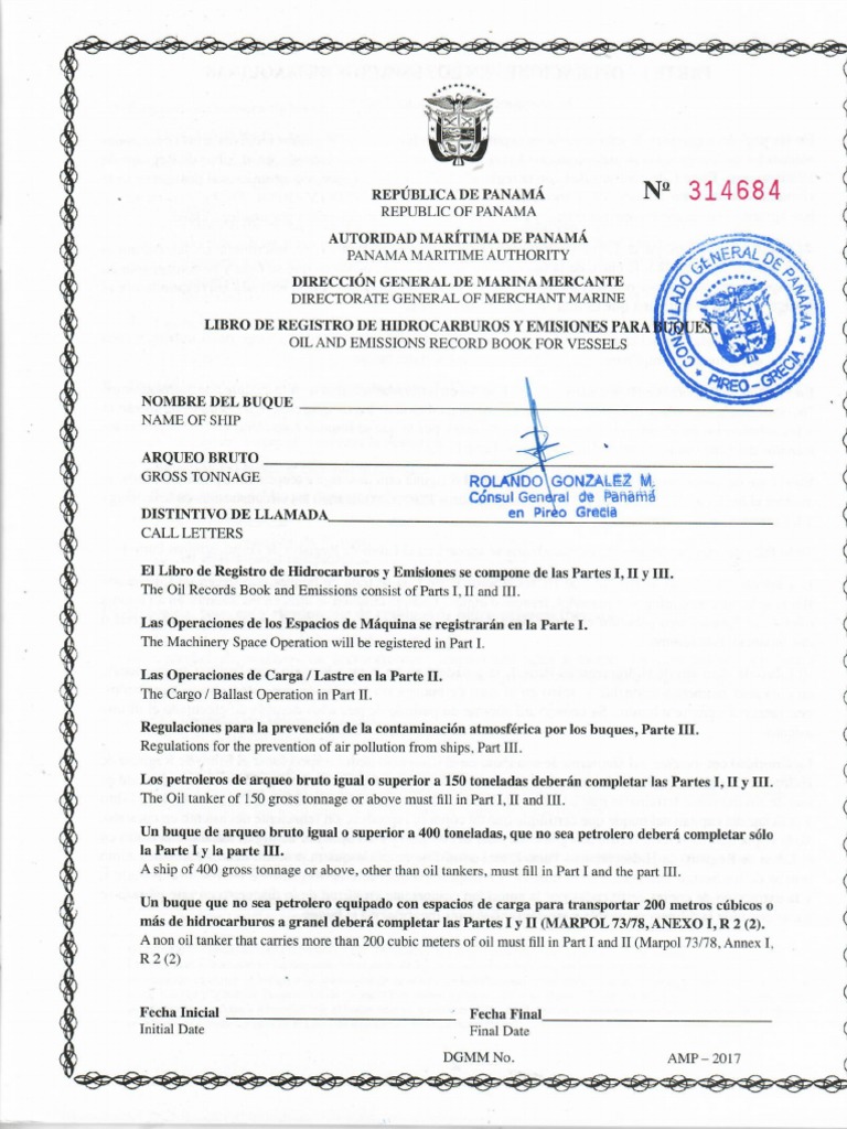 Panama Oil Record Book PDF
