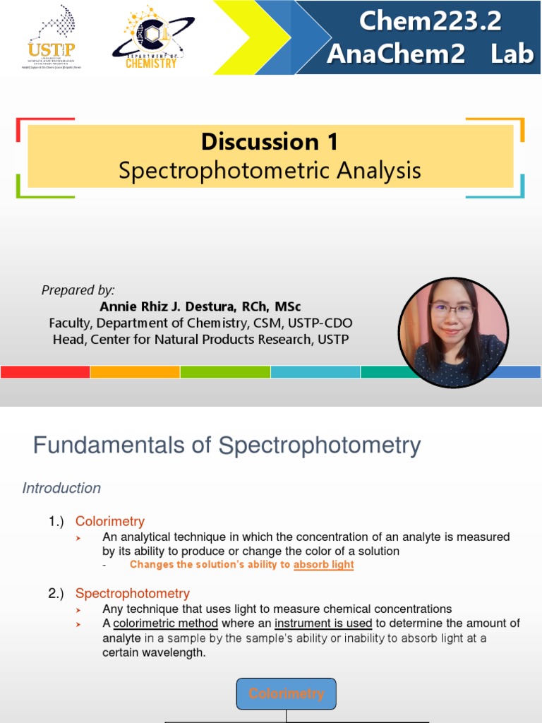 Spectrophotometric Analysis Discussion PDF Spectrophotometry UltravioletVisible Spectroscopy