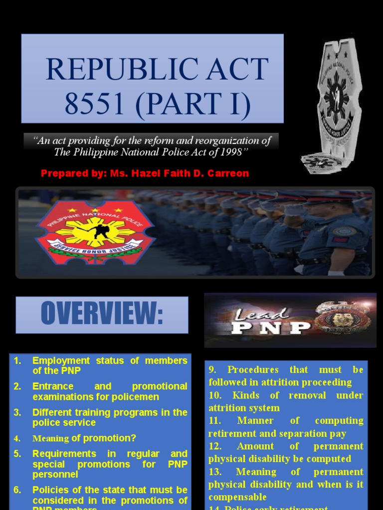 Republic Act 8551 (PART I) | PDF | Inspector | Police