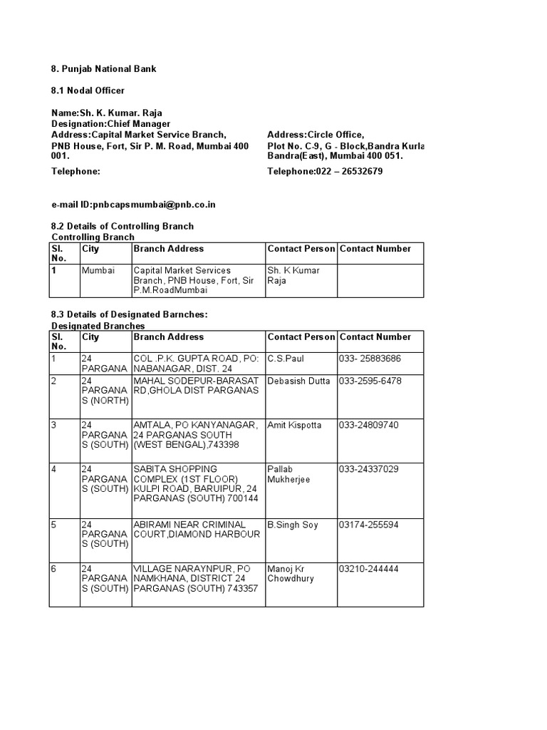 Punjab National Bank PDF