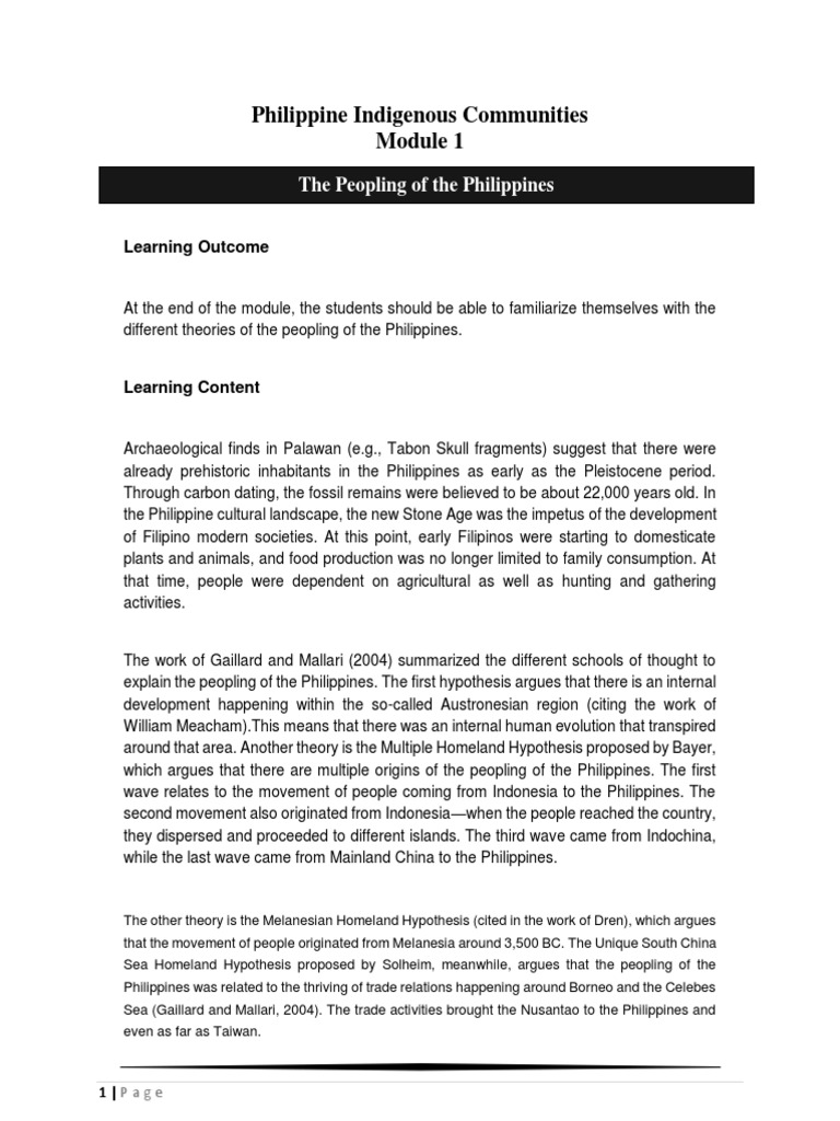 Philippine Indigenous Communities Module 1 and 2 | PDF | Mindanao ...