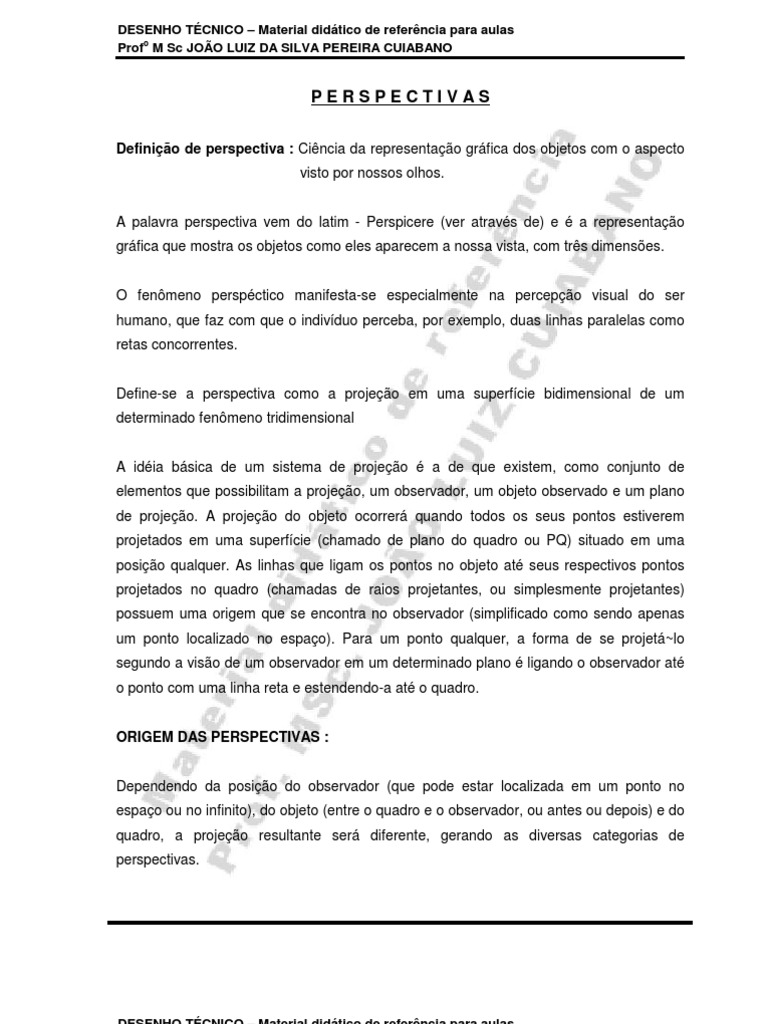 Tipos de Perspectivas no Desenho Técnico | PDF | Perspectiva (gráficos ...