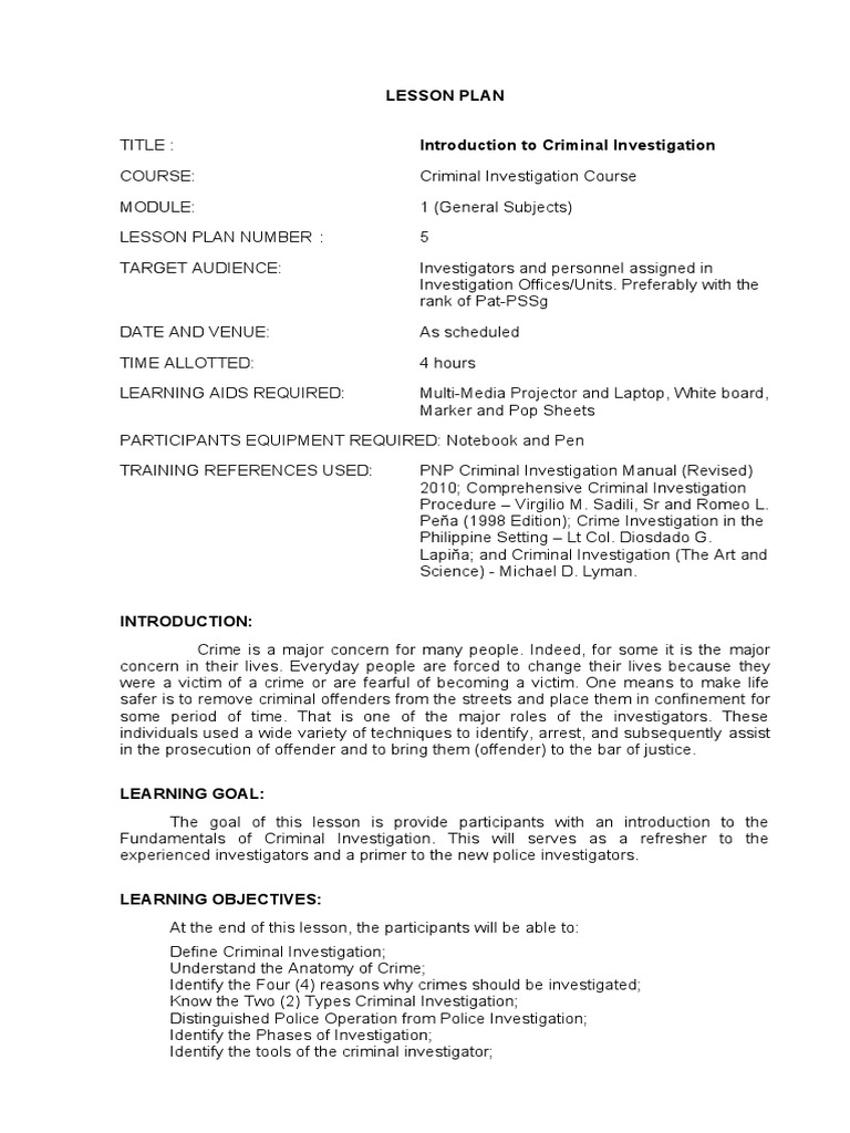 Introduction To The Fundamentals Of Criminal Investigation Pdf