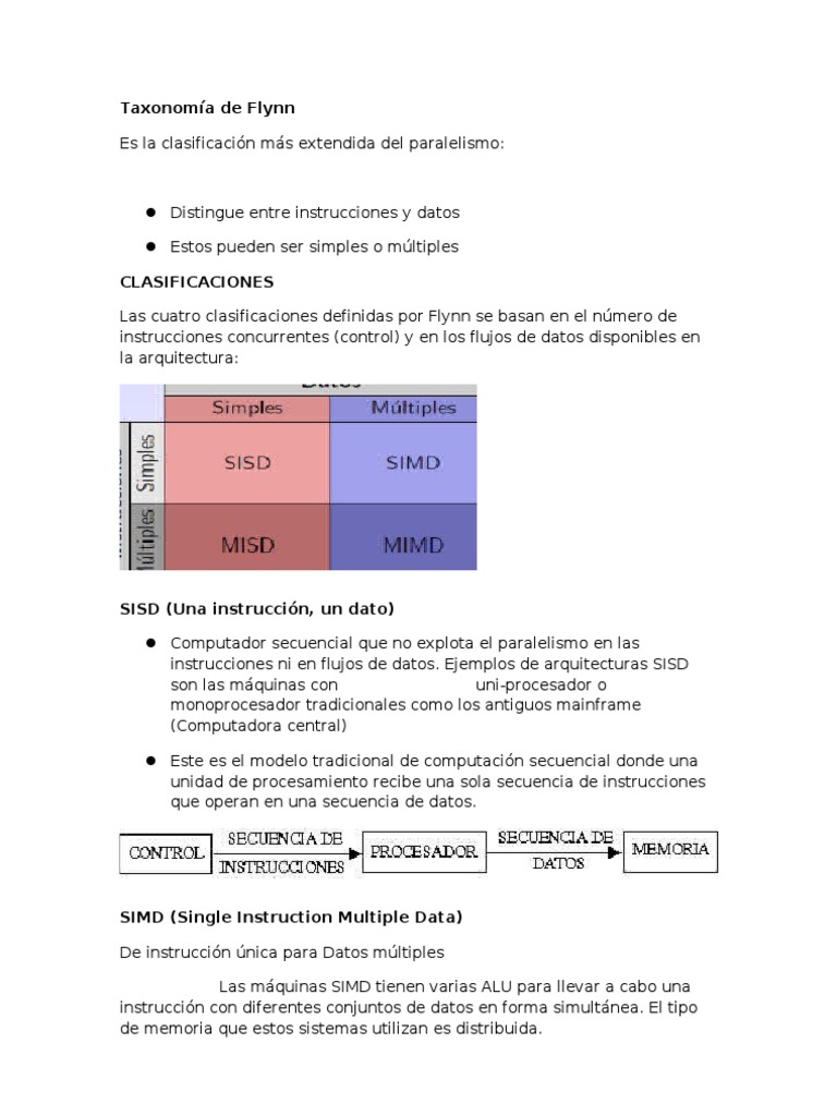 Taxonomía de Flynn PDF Unidad Central de procesamiento
