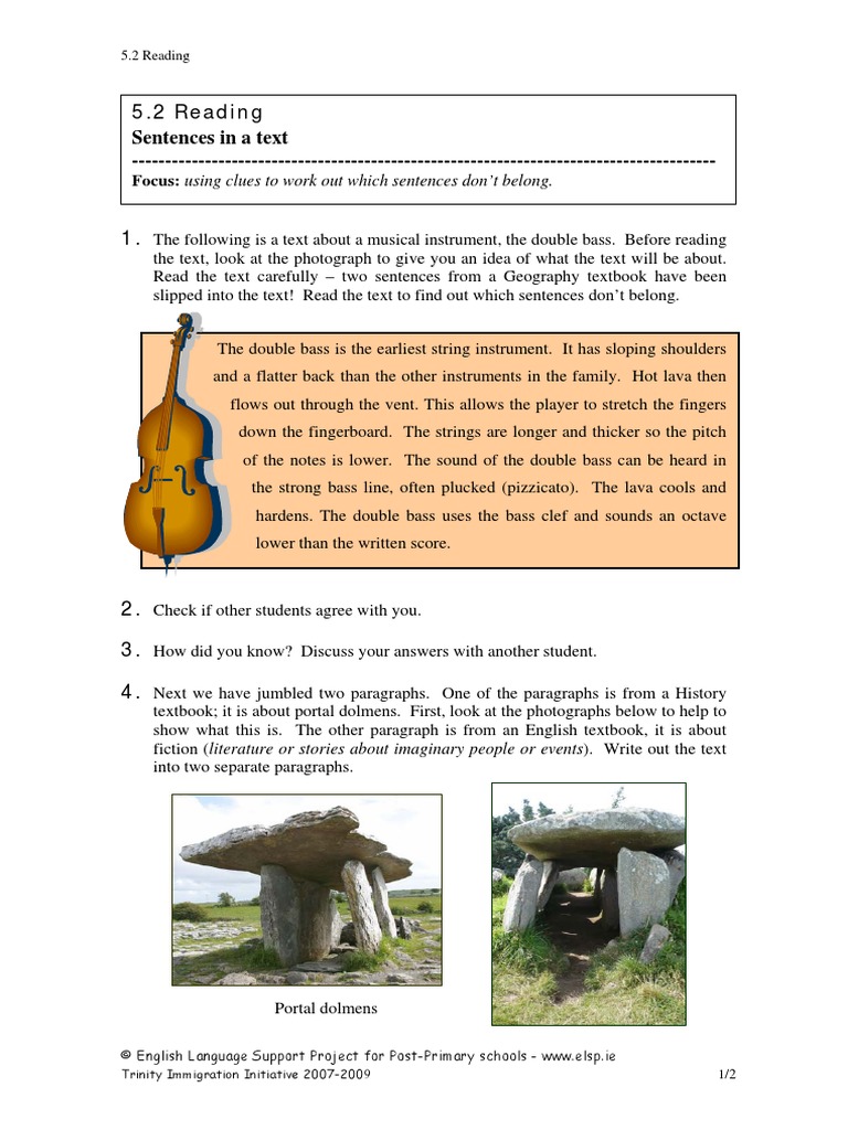 5.2 Reading Sentences in A Text PDF Double Bass String Instruments
