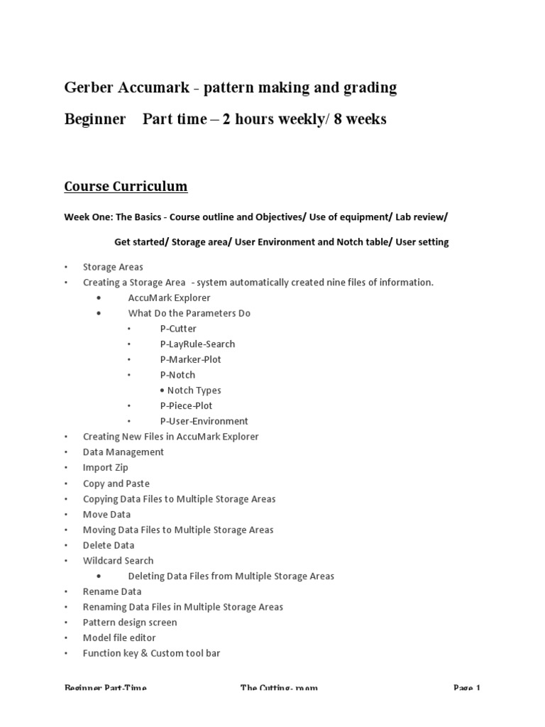 Fdocuments - in Gerbe Accumark Pattern Making and Grading Beginner ...