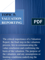 Topic 5:: Valuation Reporting