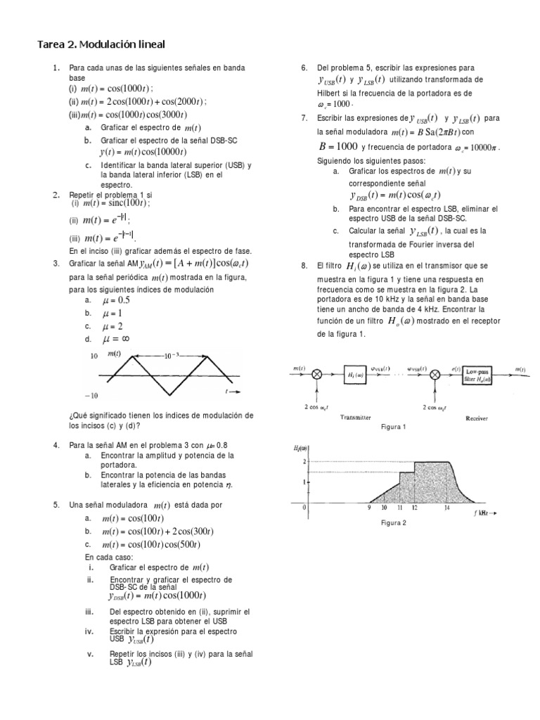 Tarea 2 Modulación Lineal | PDF | Densidad espectral | Radio