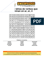 Sopa de Letras de Verbos Que Terminan en Ar Er Ir