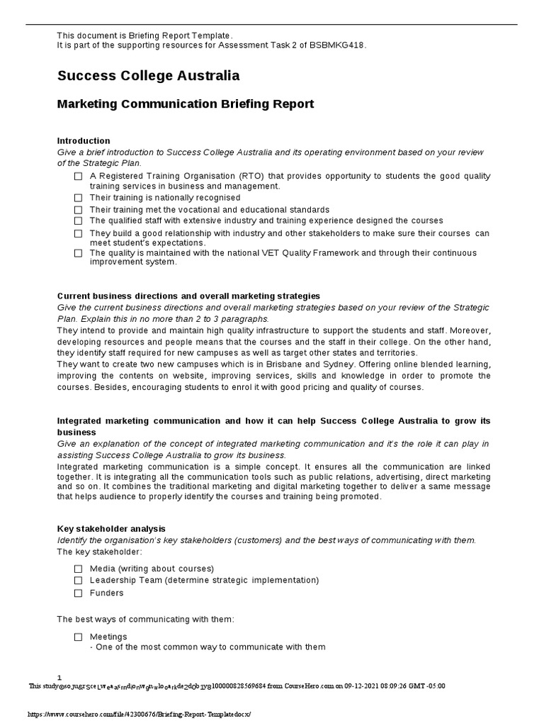 Briefing Report Template - Docx-Dikonversi | PDF | Marketing ...
