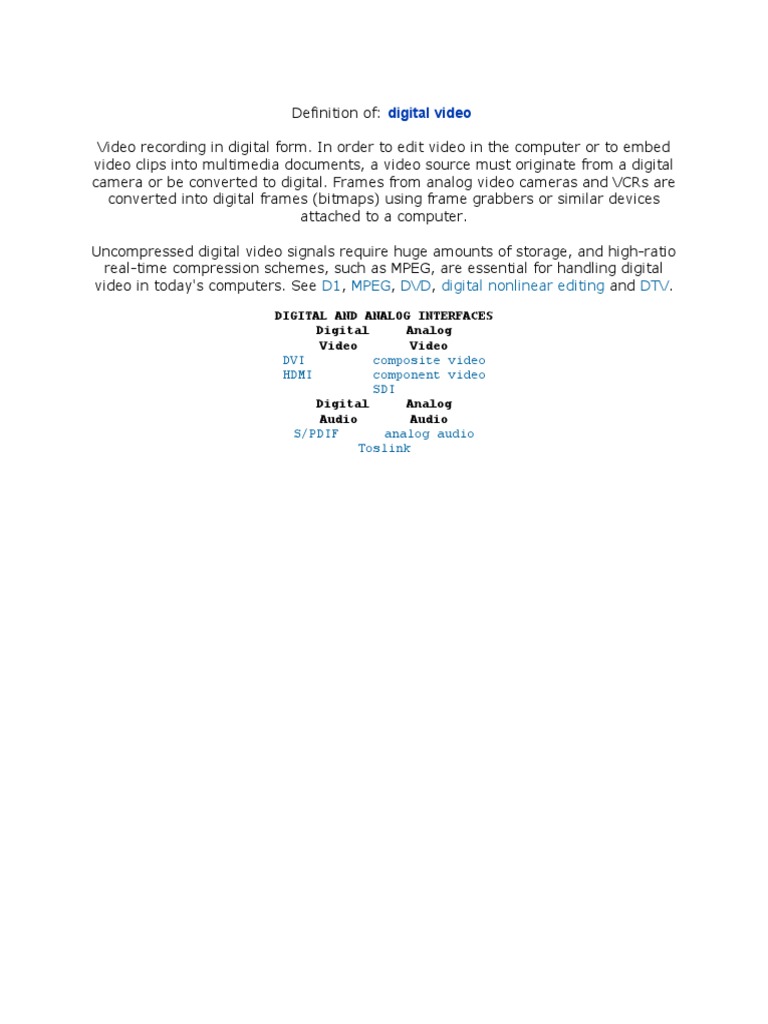 Definition of Digital Video | PDF | Technology & Engineering