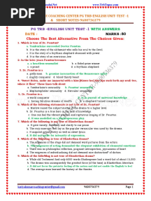 PG TRB - English Unit Test - 1: Choose The Best Alternative From The Choices Given