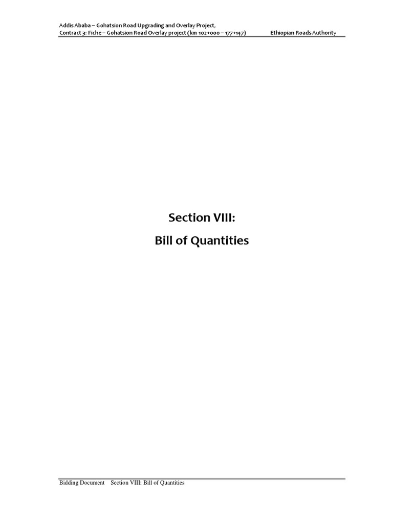 Section 8 preamble to the bill of quantities pdf