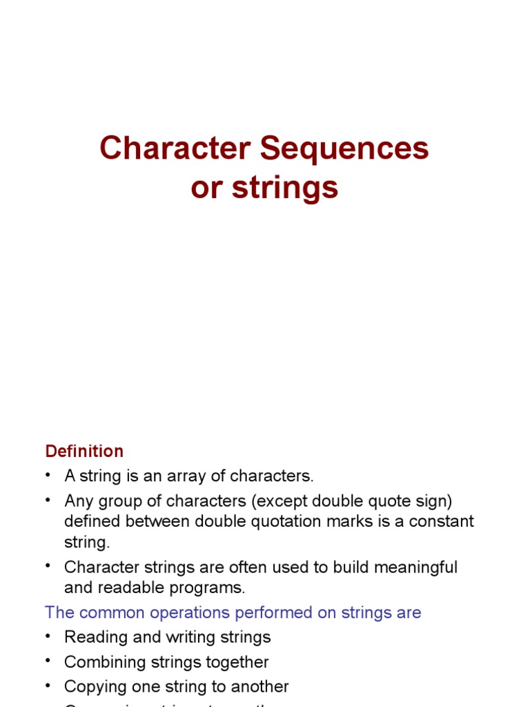 Character Strings in C Programming | PDF | Computer Programming ...