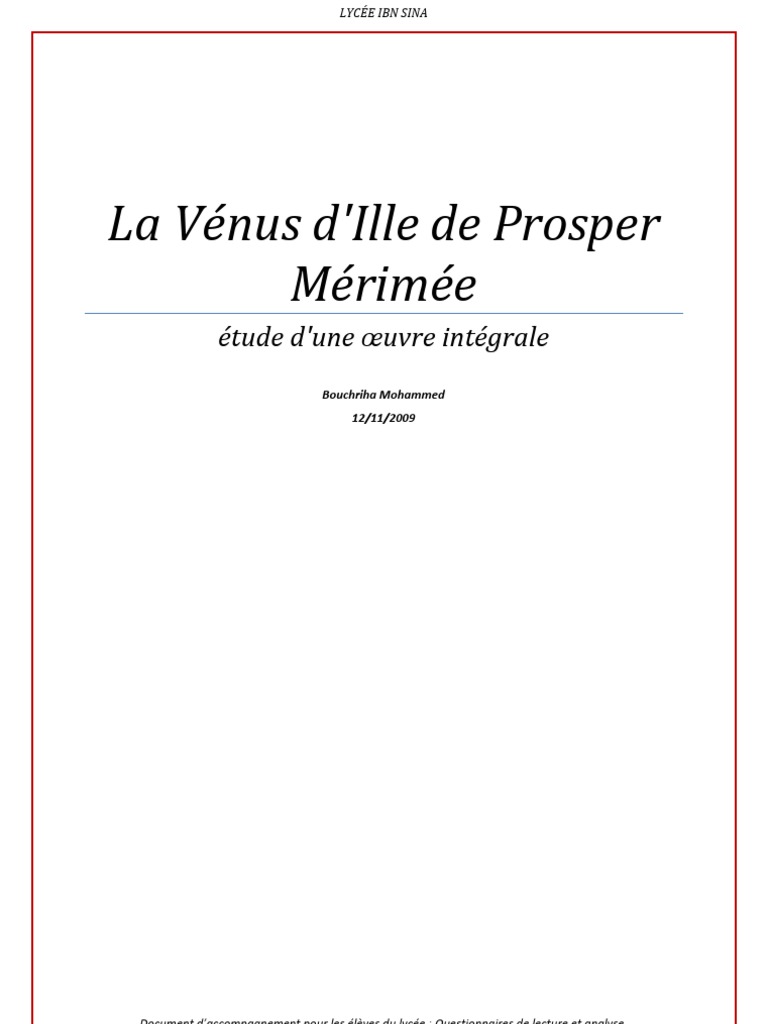 Résumé La Vénus D ille Pdf Fichier La Vénus D'ille | PDF