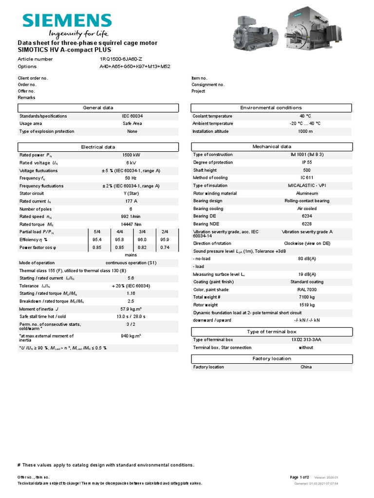 3-Phase Induction Motor Datasheet | PDF | Electric Motor | Electricity