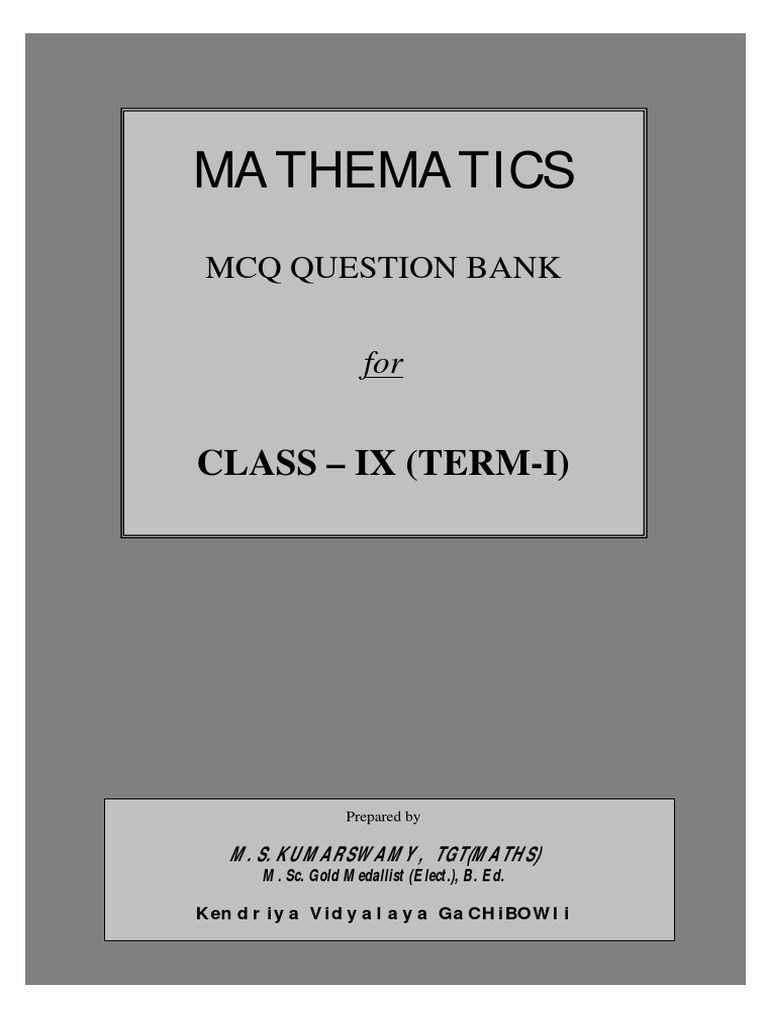 Maths Class Ix MCQ Question Bank For Term I | PDF | Cartesian ...