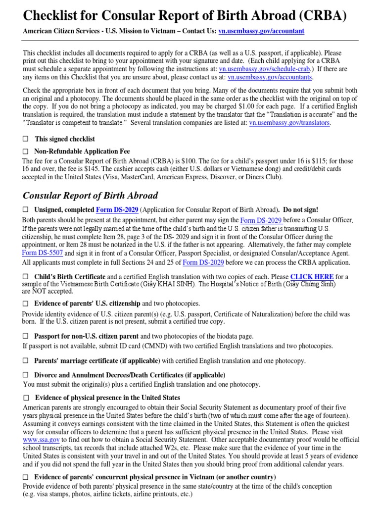 Consular Report of Birth Abroad: VN - Usembassy.gov/accountant | PDF ...