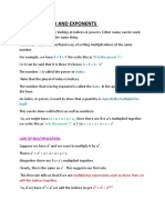 Powers, Index and Exponents: 4 × 4 × 4 4 To The Power 3' 4 × 4 × 4 4 3 Index