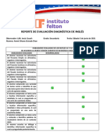 Reporte de evaluación diagnóstica de inglés para alumno en nivel A1