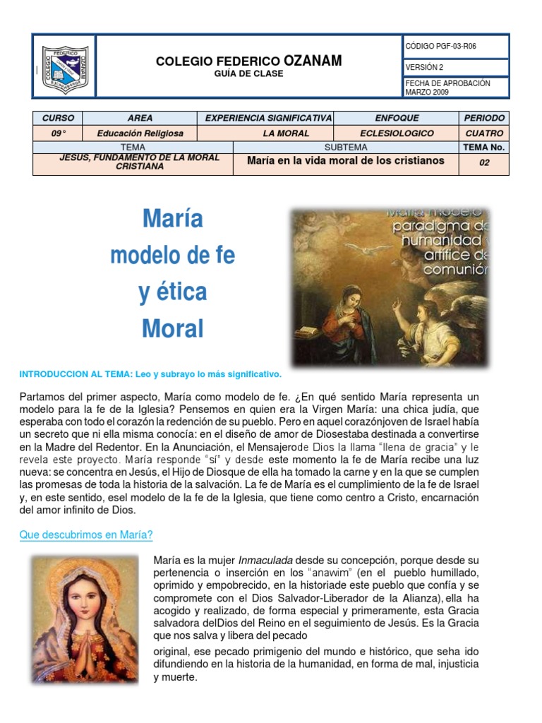 María modelo de fe y ética cristiana | PDF | María, madre de Jesús | Fe