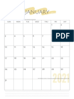 Gold A4 Minimalist Sunday Calendar 2021