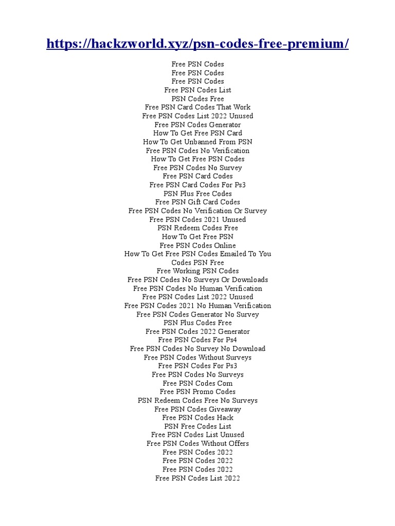 free psn codes november 2022