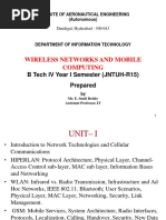 Wireless Networks and Mobile Computing: B Tech IV Year I Semester (JNTUH-R15) Prepared