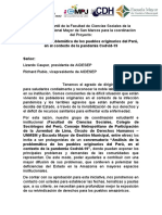 Grupo Estudiantil de La Facultad de Ciencias Sociales de La Universidad Nacional Mayor de San Marcos para La Coordinación Del Proyecto