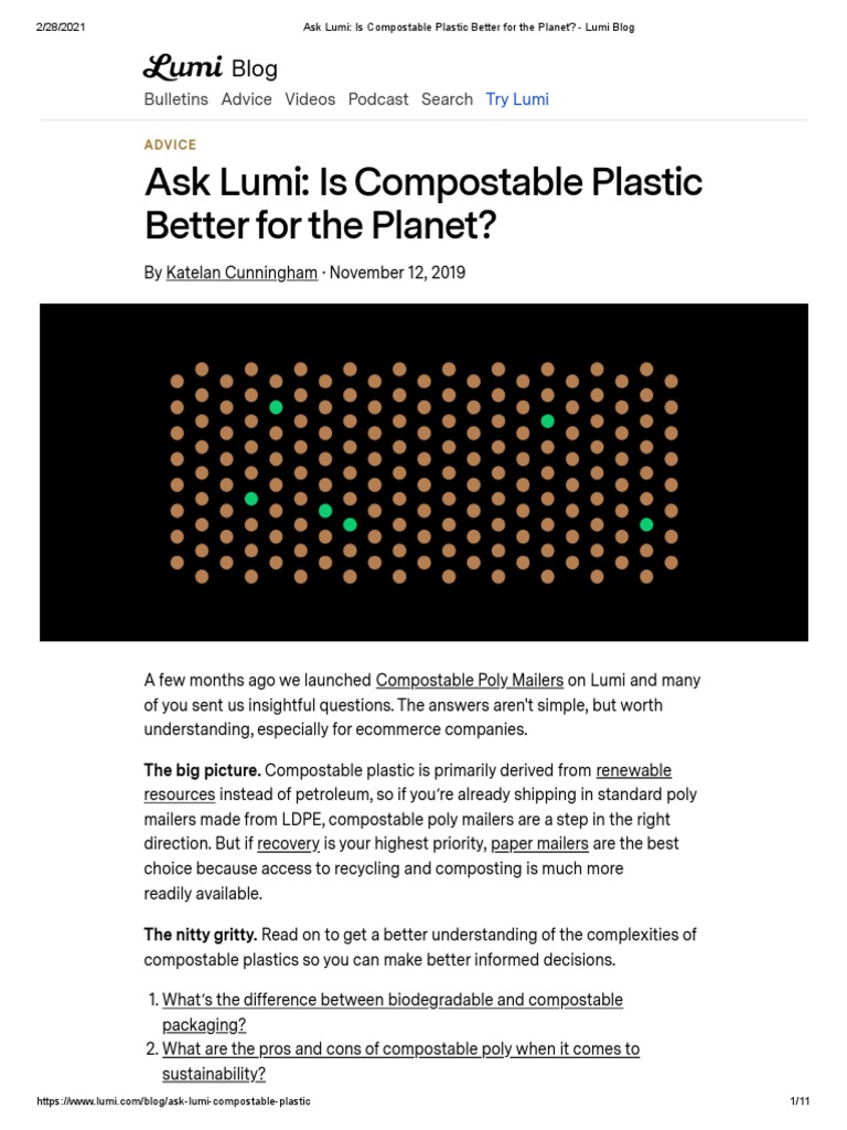 Compostable Plastics: Pros and Cons | PDF | Biodegradation | Recycling
