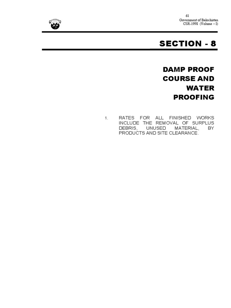 Damp and Water Proof Course Rates | PDF | Asphalt | Roof