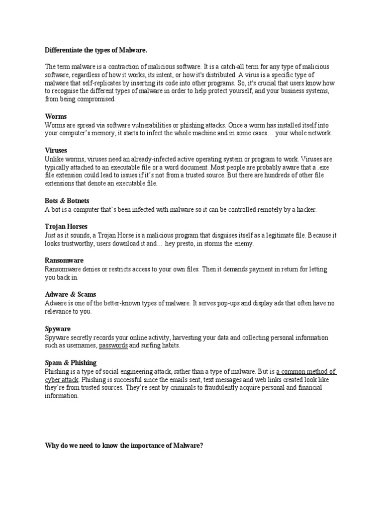 Types of Malware Explained | PDF | Malware | Computer Virus