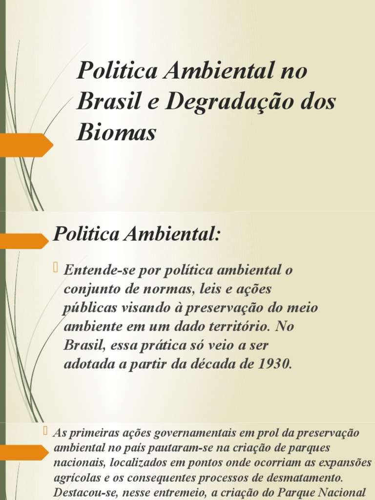 Politica Ambiental No Brasil e Degradação Dos Biomas | PDF | Brasil ...
