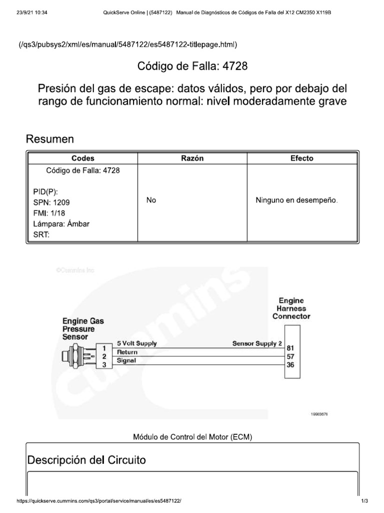 Diagnostico de Falla Codigo 4728 x12 | PDF