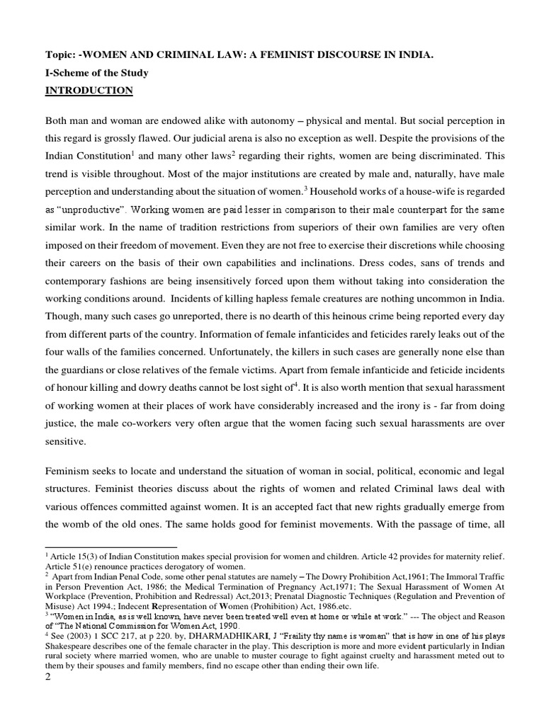 Women and Criminal Law in India | PDF | Crimes | Crime & Violence
