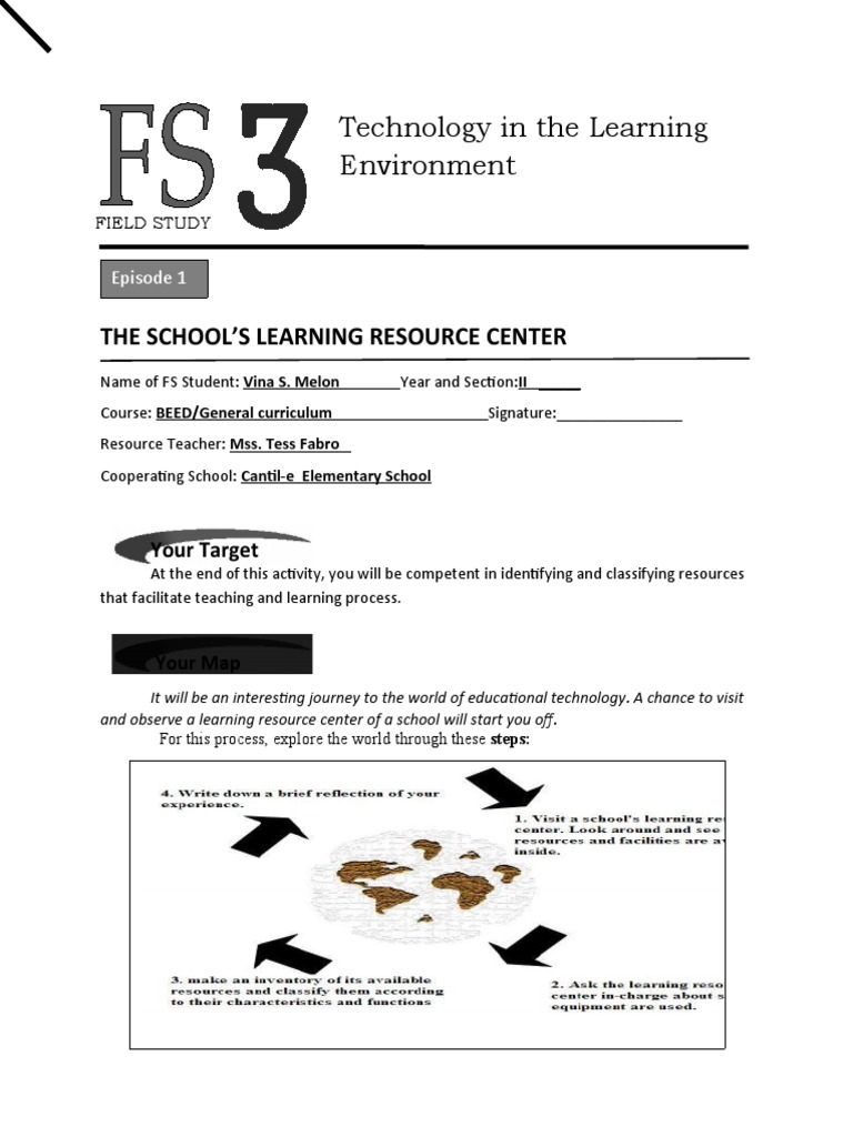 Learning Resource Center Observation Report | PDF | Cloud | Teachers